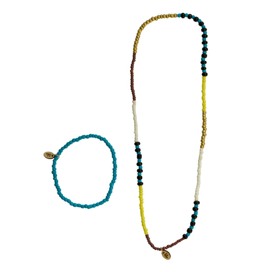 Multicolor ketting & armband set – blauw