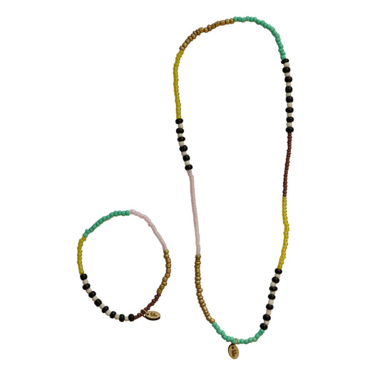Multicolor ketting & armband set – geel/groen