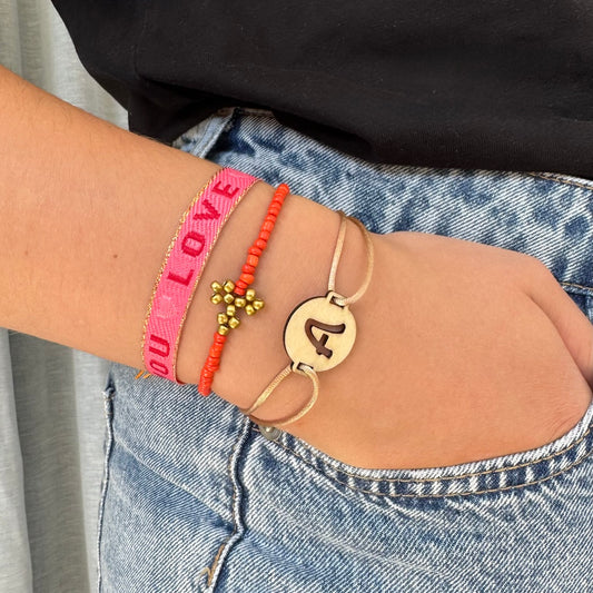 Armband met initiaal - satijnkoord