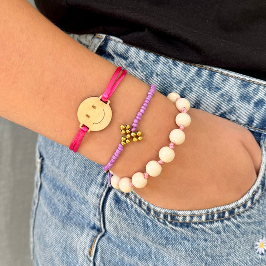 Armbandjes set - Kralenhartje en lint