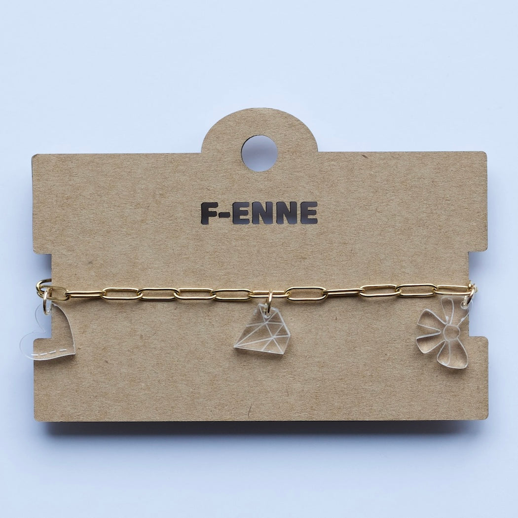 Bedelarmband – Triple Charm - Transparant acryl