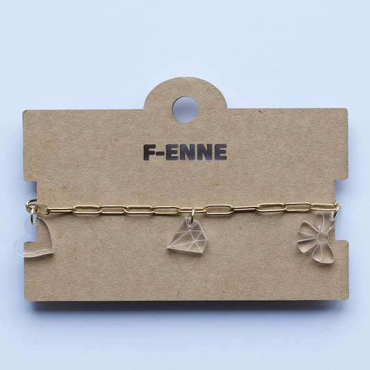 Bedelarmband – Triple Charm - Transparant acryl