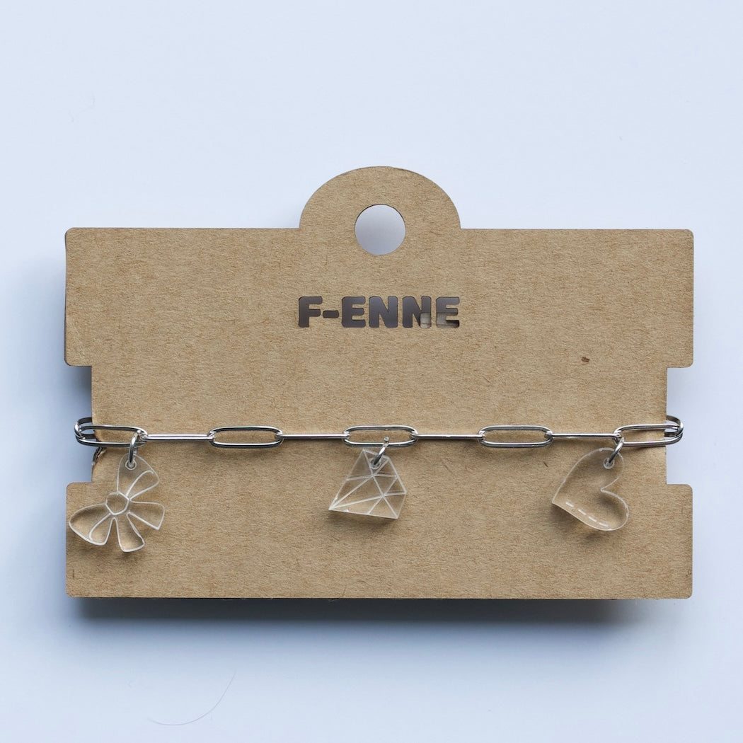 Bedelarmband – Triple Charm - Transparant acryl