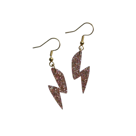 Oorbellen - Bliksem glitter acryl hanger