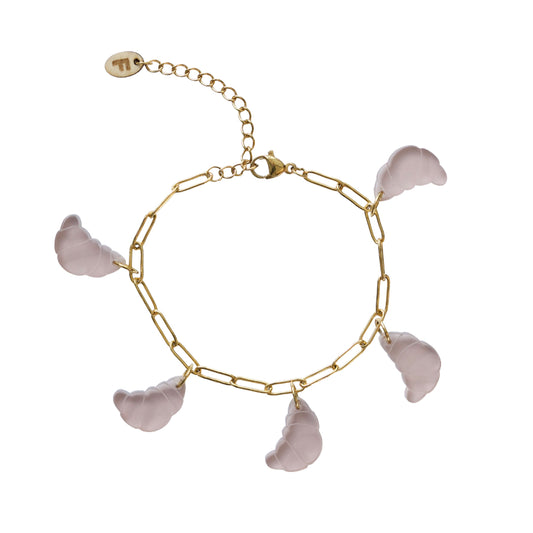 Bedelarmband – Croissantjes – Lichtbruin Acryl