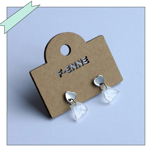 Oorbellen - Transparant Acryl Diamantje