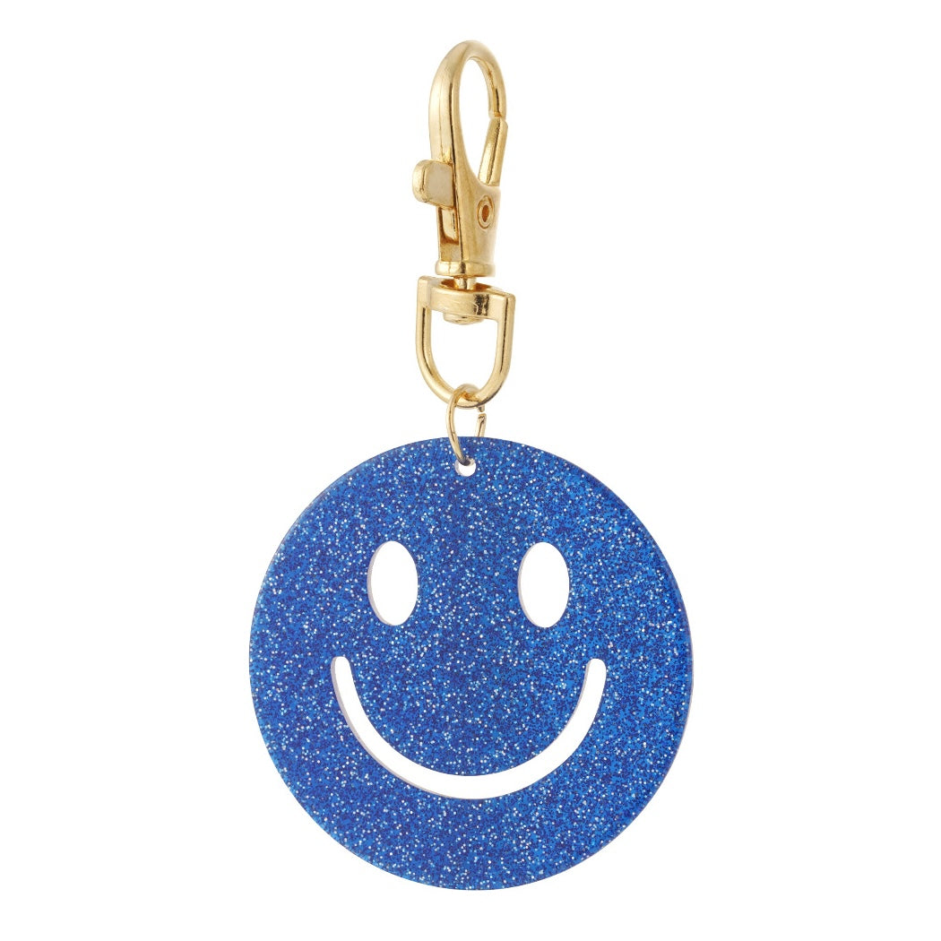 Keep Smiling - smiley sleutelhanger - donkerblauw