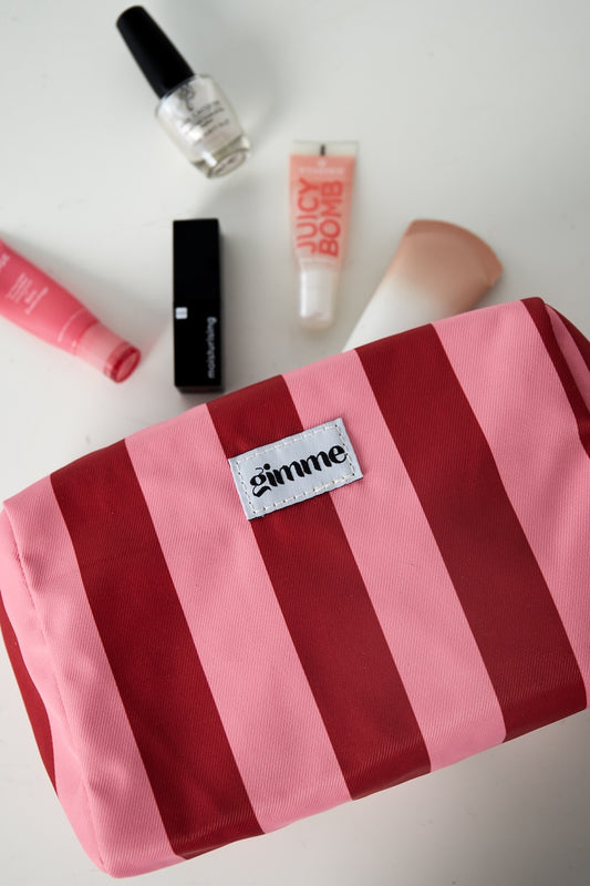 Gimme toilettas met brede streep – Roze/oranje