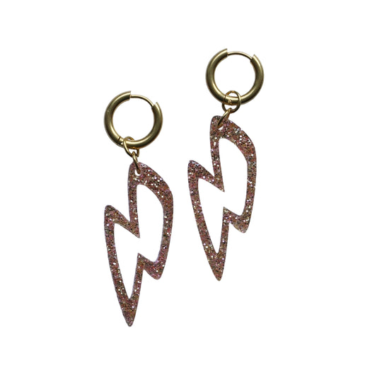 Oorbellen - Bliksem creolen - Glitter acryl