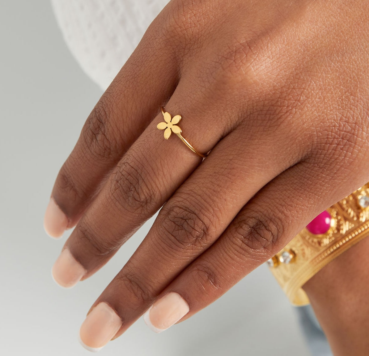 Stainless steel ring - kleine bloem