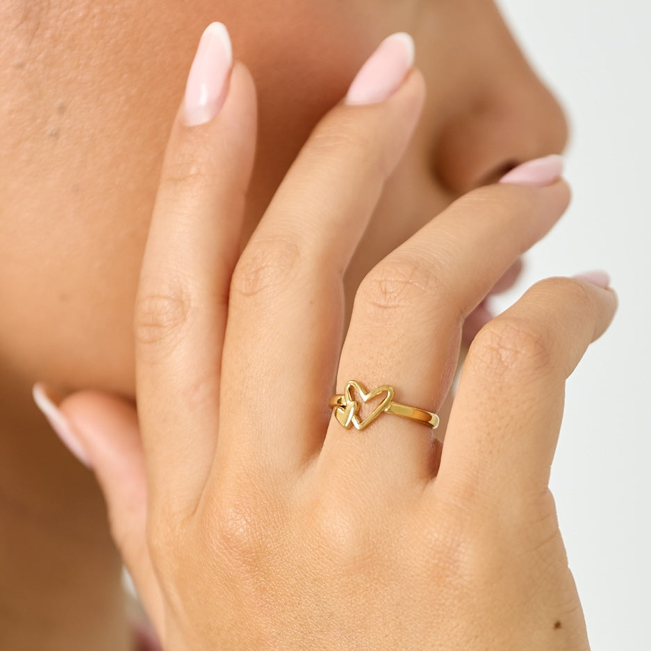 Stainless steel ring - dubbel hart