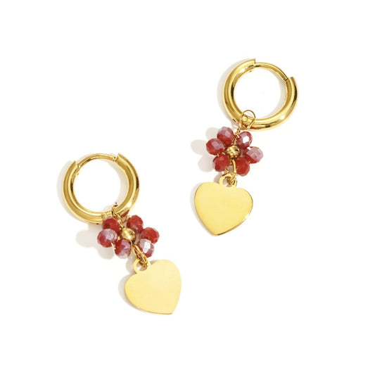 Oorbellen met kraaltjes en hartje