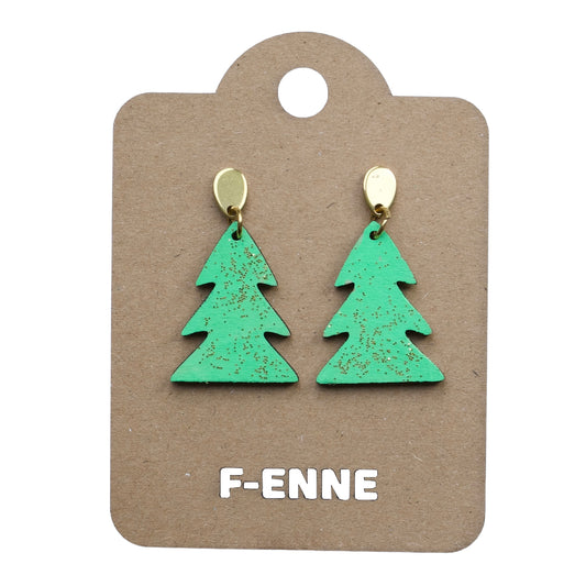 Kerstoorbellen – groene kerstboom met gouden glitter