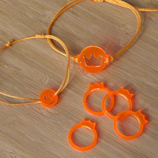 Acryl Ring – Kroontje - Neon oranje