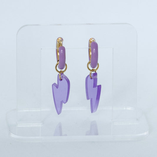 Oorbellen - Paarse Bliksem creolen