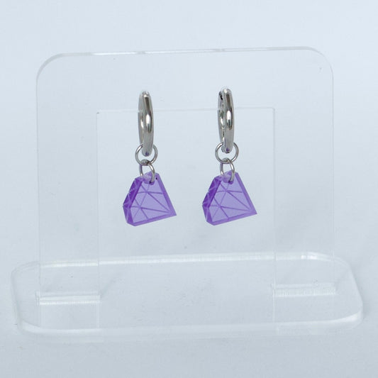 Oorbellen - Paarse Diamantjes