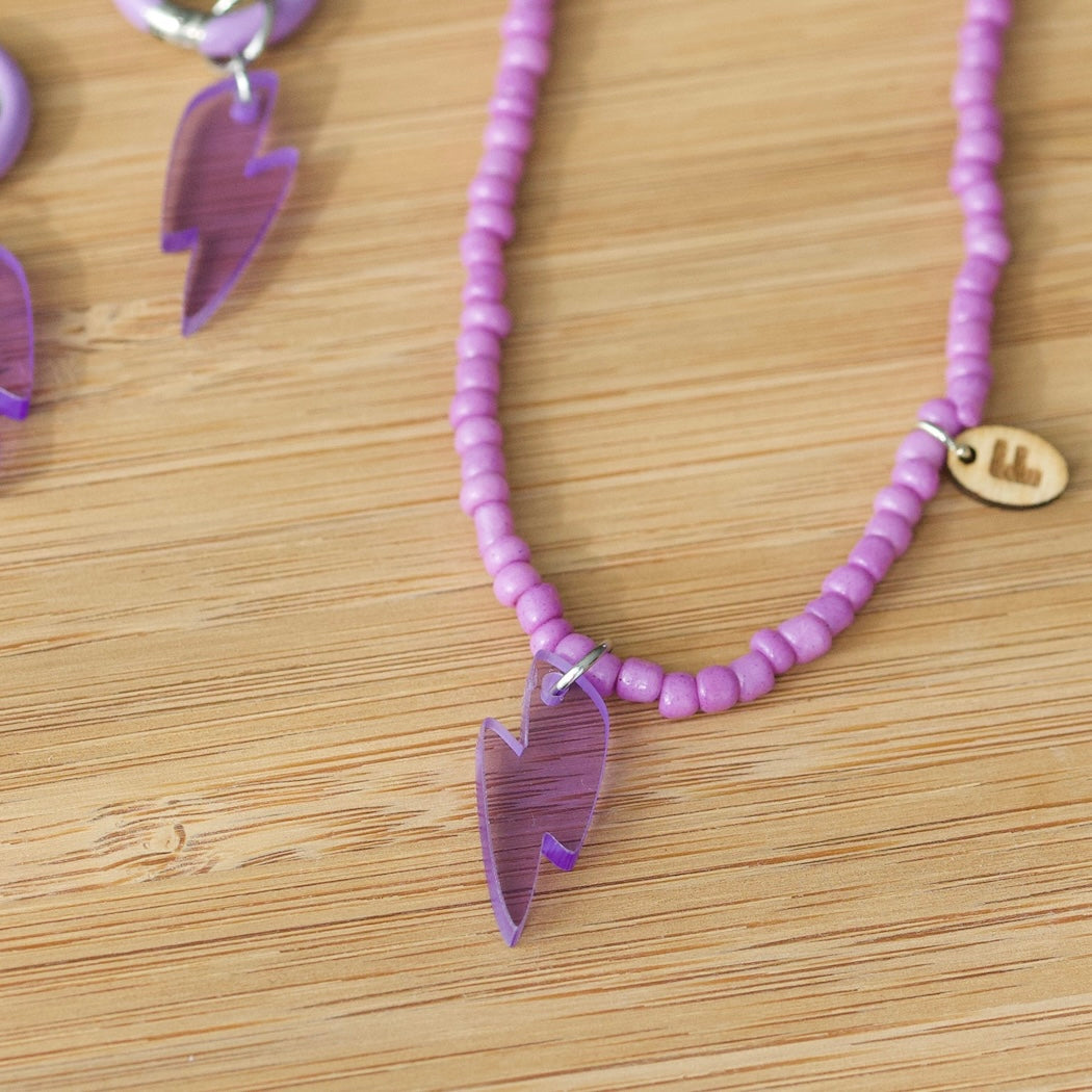Ketting met acryl bliksem-hanger - Paars