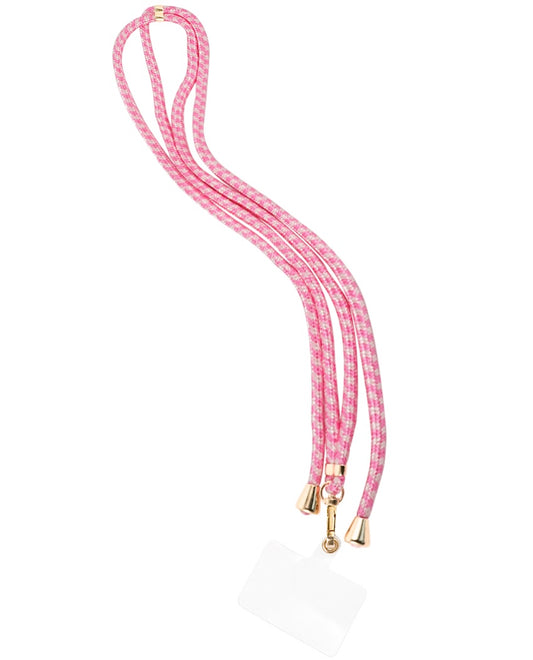Telefoonkoord roze met goudkleurige details