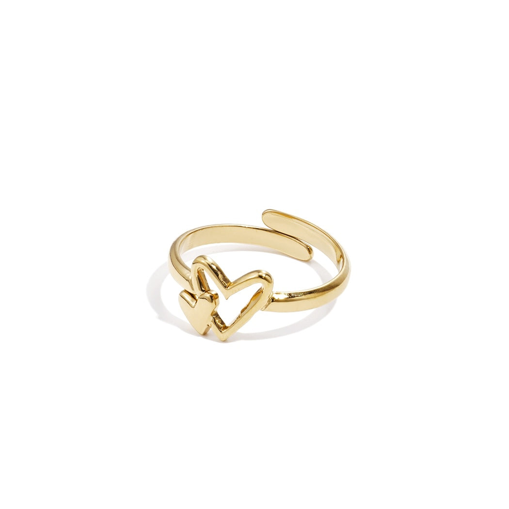 Stainless steel ring - dubbel hart