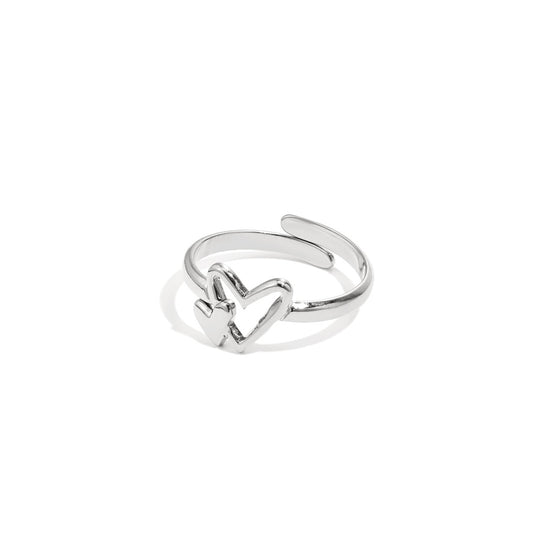 Stainless steel ring - dubbel hart