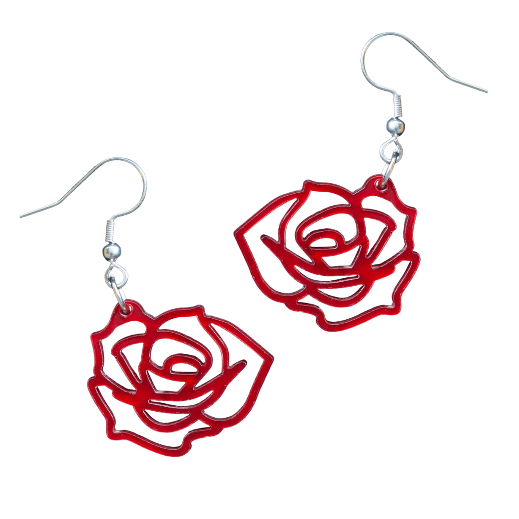 Oorbellen - Roosjes acryl hanger