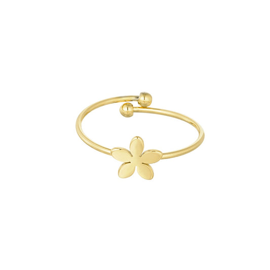 Stainless steel ring - kleine bloem