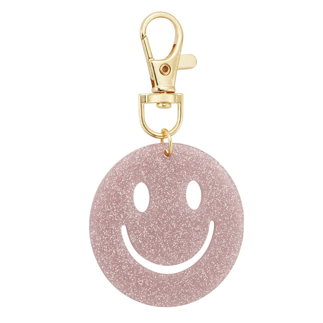 Keep Smiling - smiley sleutelhanger - lichtroze