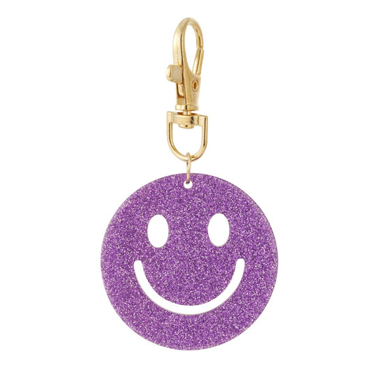 Keep Smiling - smiley sleutelhanger - paars