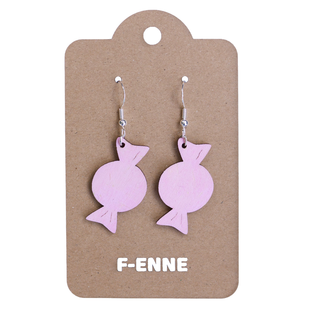 Oorbellen - Snoepjes houten hanger