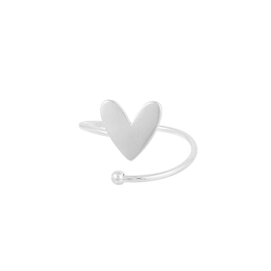Stainless steel ring - spiraalring met hart