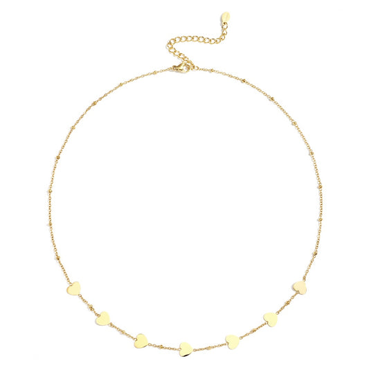 Roestvrijstalen ketting met hartjes