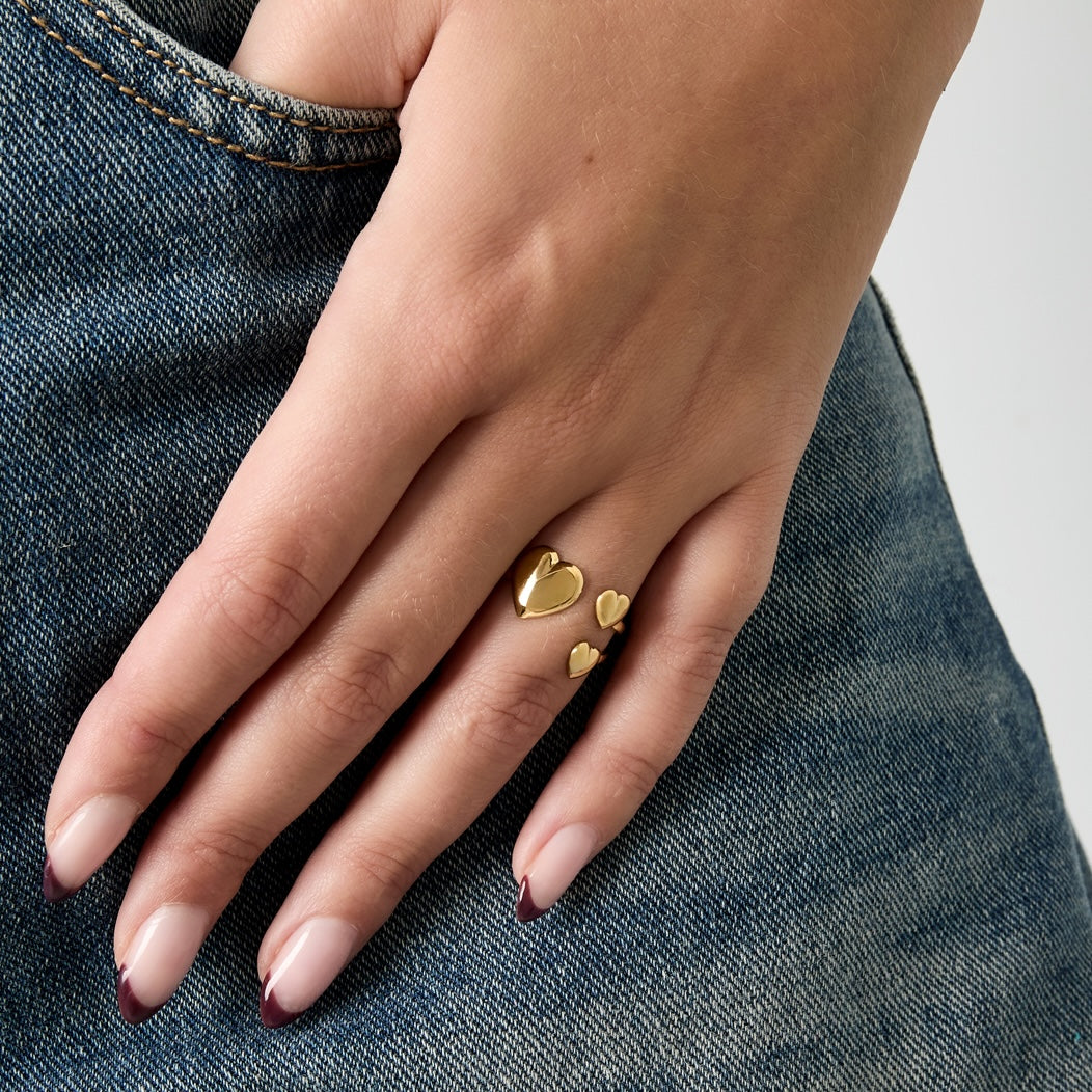 Stainless steel ring - triple hart