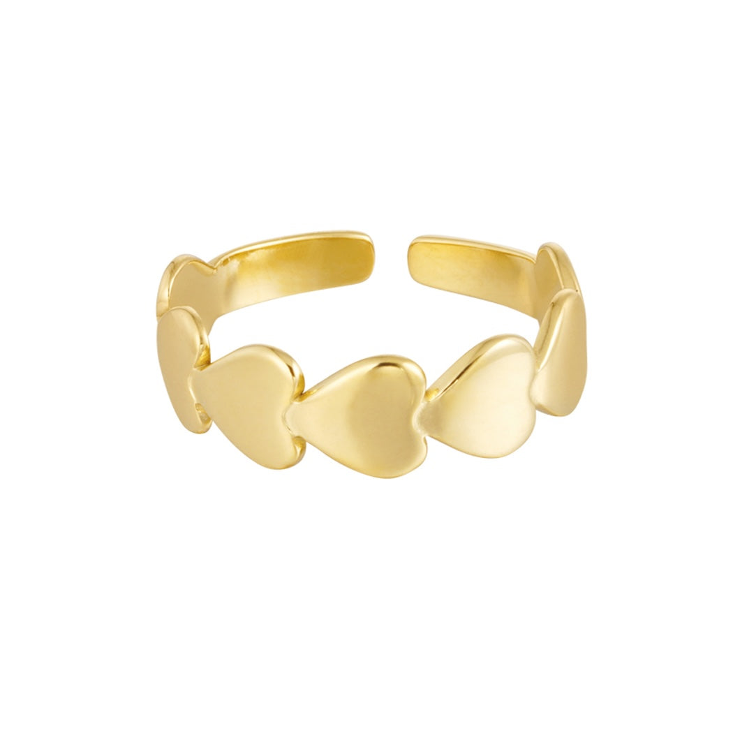 Stainless steel ring - verbonden hartjes
