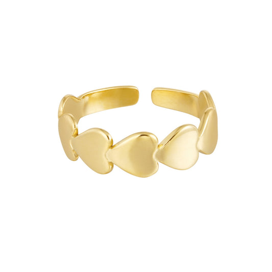 Stainless steel ring - verbonden hartjes