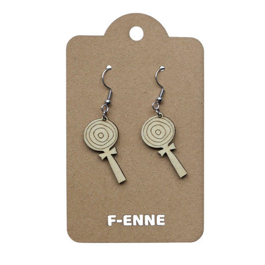 Oorbellen - Lolly houten hanger