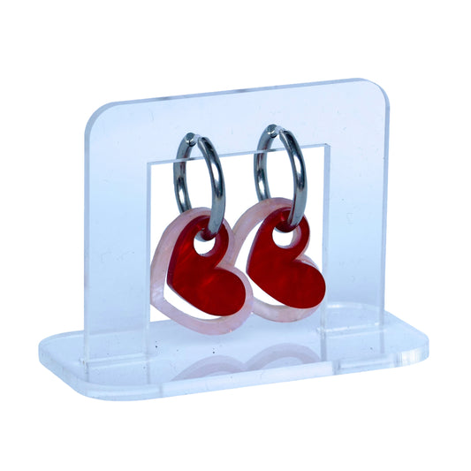 Zilverkleurige creolen met hartjes – dubbelhartjes design