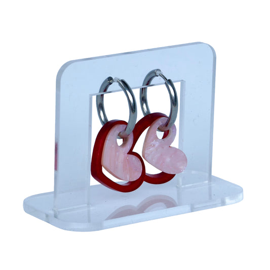 Zilverkleurige creolen met hartjes – dubbelhartjes design